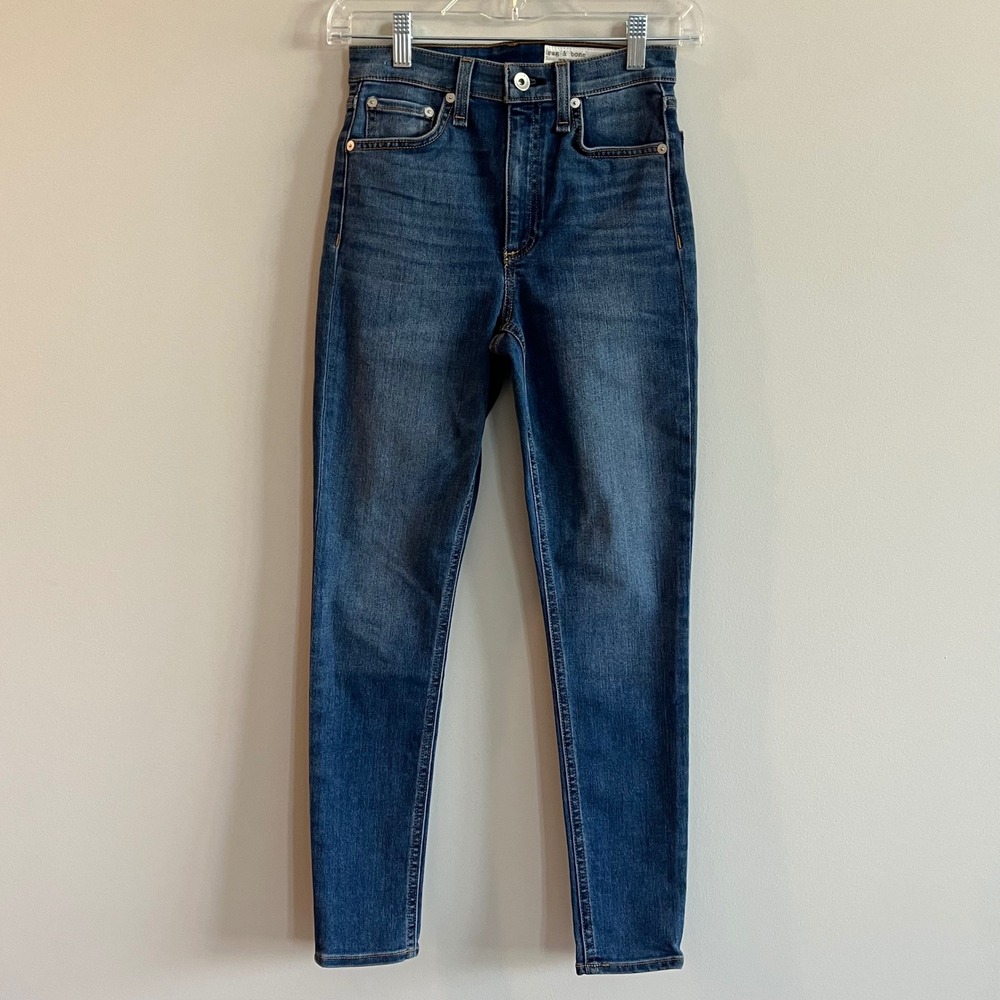Rag & Bone Nina High Rise Ankle Skinny Jeans Dark Wash Blue W24